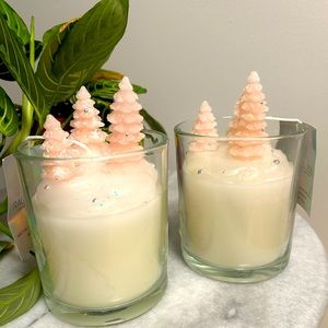 2 Pink Rachel Zoe Christmas tree candles.
